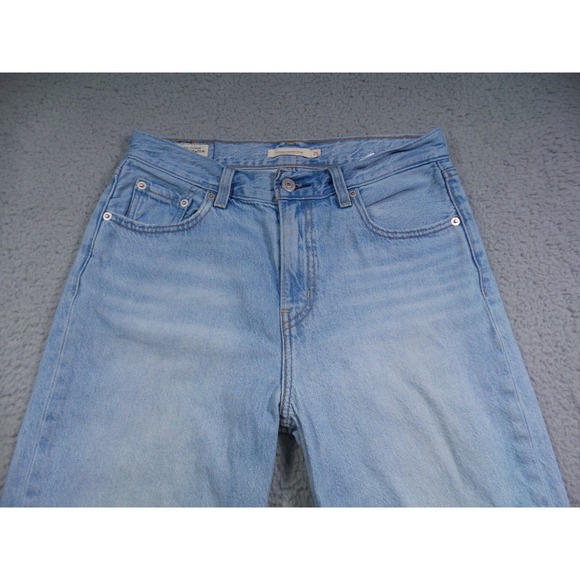 Levis Premium Womens Jeans Size 25 Blue Denim Loose Taper Crop Stretch High Rise - Picture 3 of 16